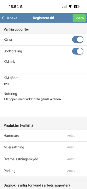 Notering av resor och milersättning på byggprojekt. Notering av resor och milersättning på byggprojekt.